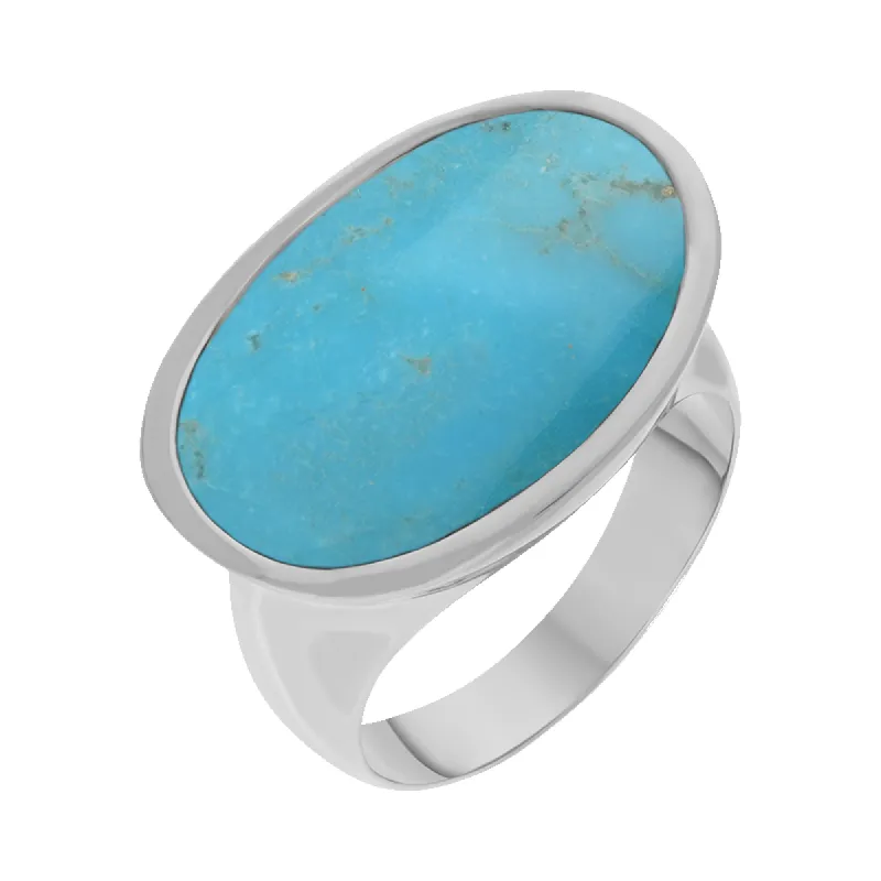 Sterling Silver Turquoise Oval Statement Ring D sold by C.W. Sellors