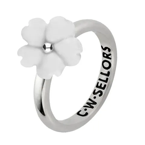 Sterling Silver White Agate Tuberose 10mm Gypsophila Ring sold by C.W. Sellors