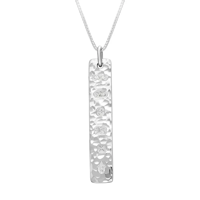 Sterling Silver Queen's Jubilee Hallmark Hammered Ingot Pendant Necklace D sold by C.W. Sellors