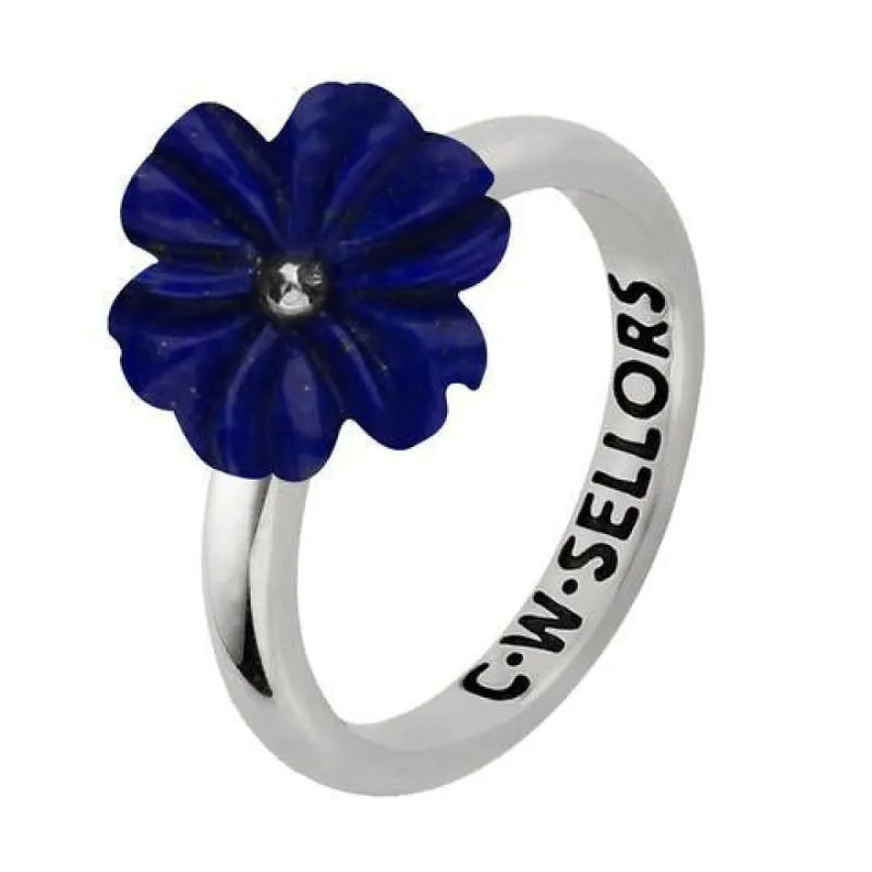 Sterling Silver Lapis Lazuli Tuberose 12mm Dahlia Ring sold by C.W. Sellors