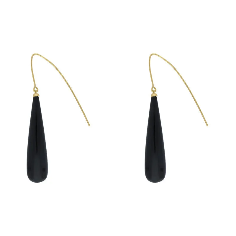9ct Yellow Gold Whitby Jet Bomb Drop Long Hook Earrings D sold by C.W. Sellors product image thumbnail 2