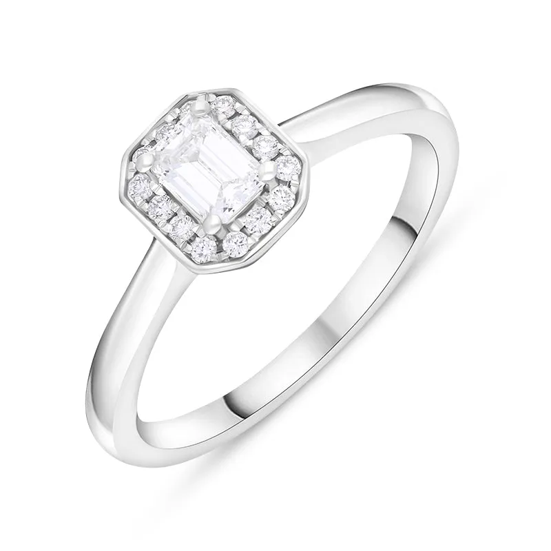 Platinum Diamond GIA Certified Emerald Cut Pave Cluster Ring D sold by C.W. Sellors