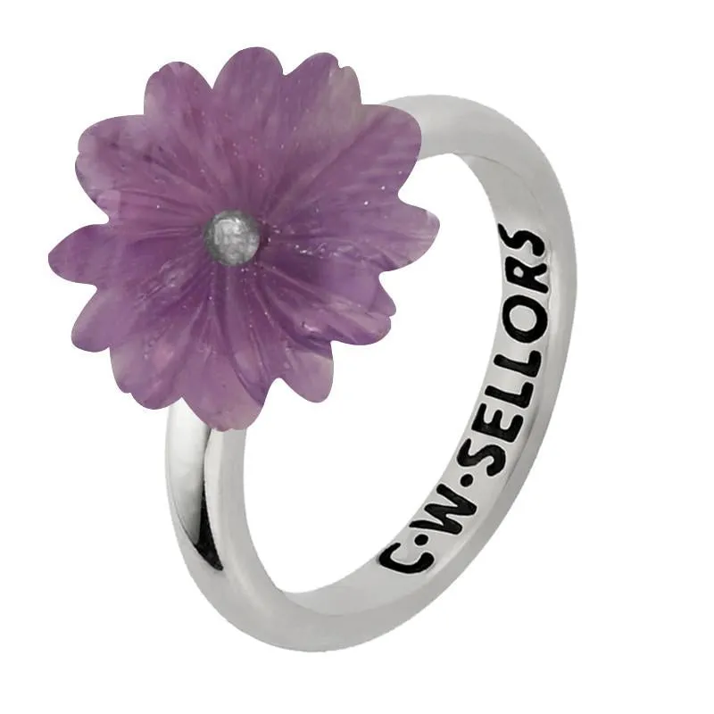 Sterling Silver Amethyst Tuberose 15mm Daisy Ring sold by C.W. Sellors