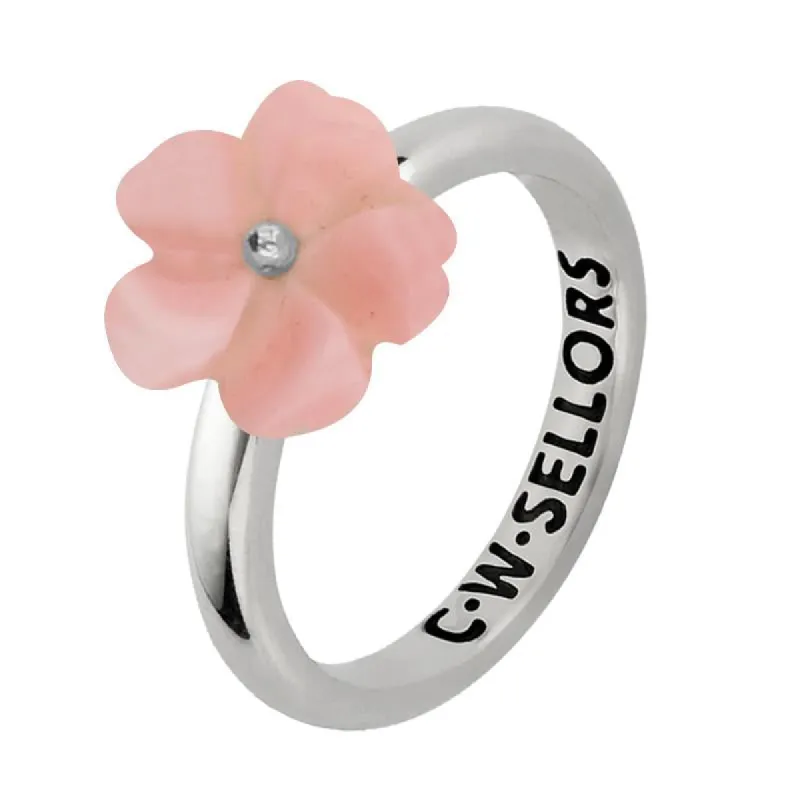 Sterling Silver Pink Conch Tuberose 10mm Gypsophila Ring sold by C.W. Sellors