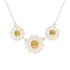 Sterling Silver and Yellow Gold White Mother Of Pearl Tuberose Triple Daisy Necklace sold by C.W. Sellors