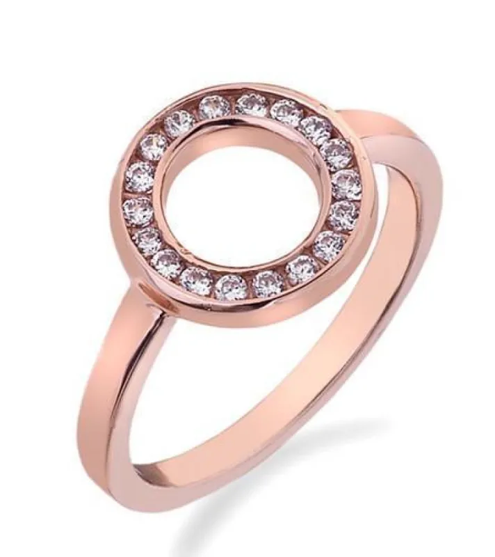 Hot Diamonds Saturno Rose Gold Plated Cubic Zirconia Ring D sold by C.W. Sellors