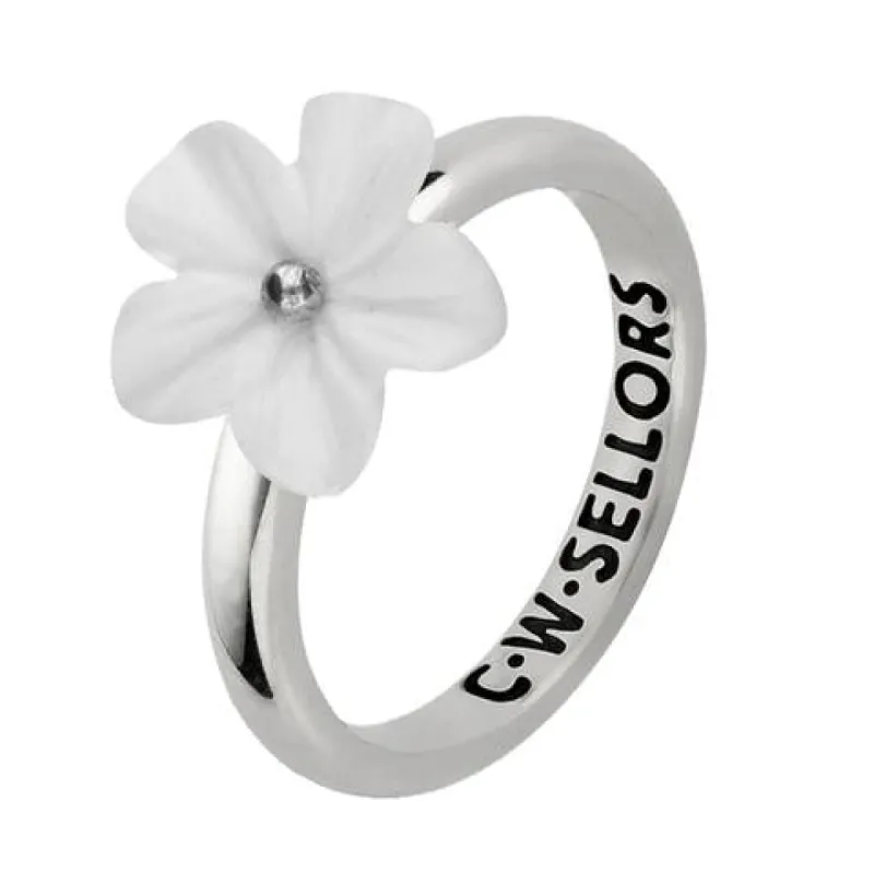 Sterling Silver White Agate Tuberose 12mm Desert Rose Ring sold by C.W. Sellors