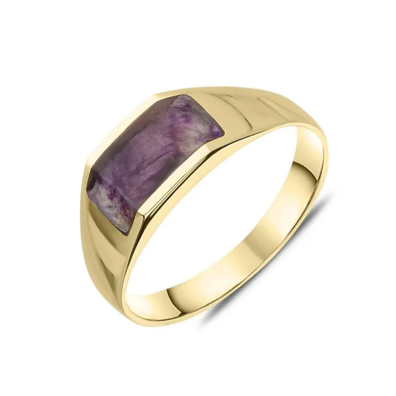 9ct Yellow Gold Blue John Cut Off Band Ring sold by C.W. Sellors