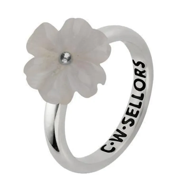 Sterling Silver Chalcedony Tuberose 12mm Dahlia Ring sold by C.W. Sellors