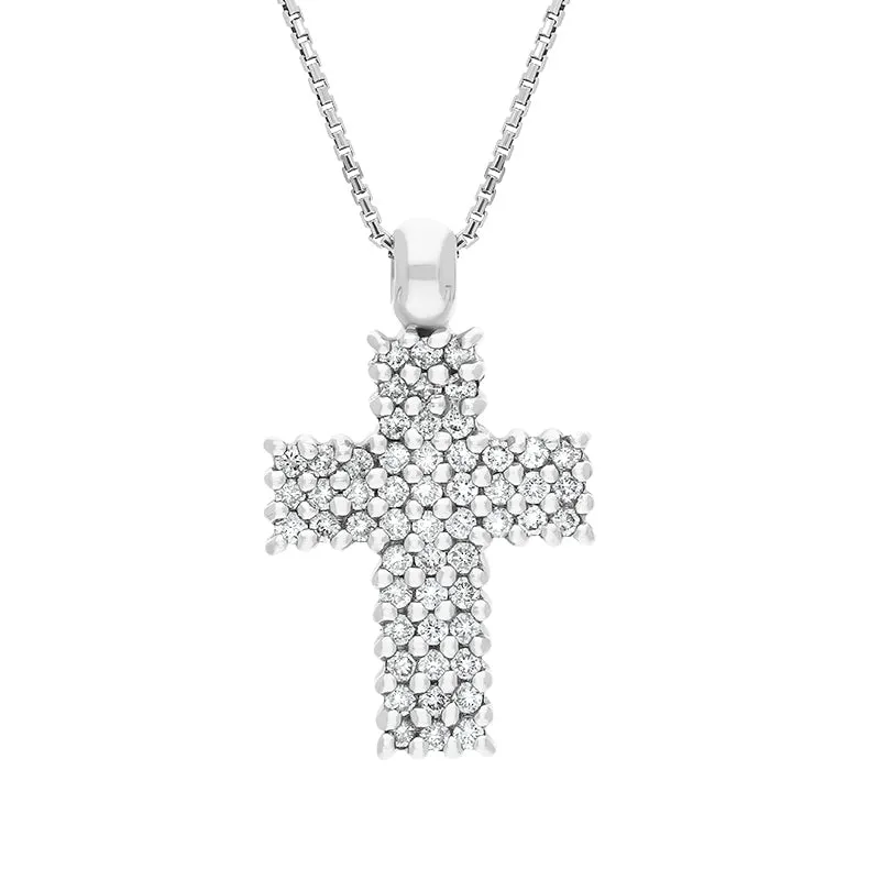18ct White Gold 0.27ct Diamond Cross Necklace D sold by C.W. Sellors
