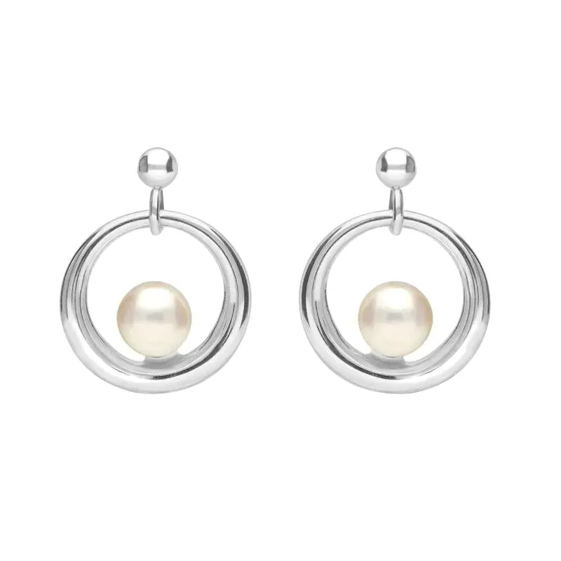 Sterling Silver Pearl Circle Stud Earrings D sold by C.W. Sellors