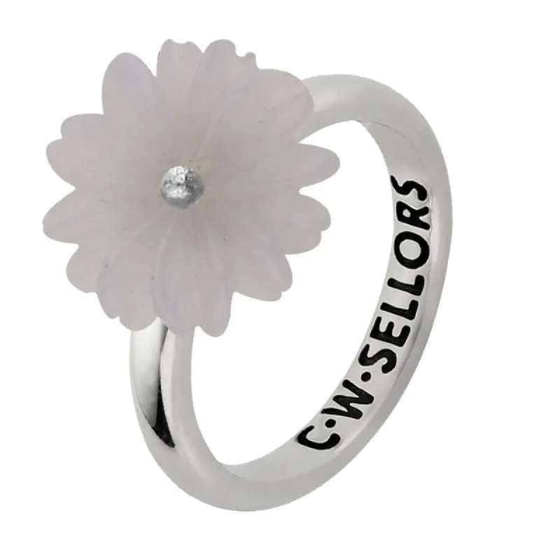 Sterling Silver Chalcedony Tuberose 15mm Daisy Ring sold by C.W. Sellors