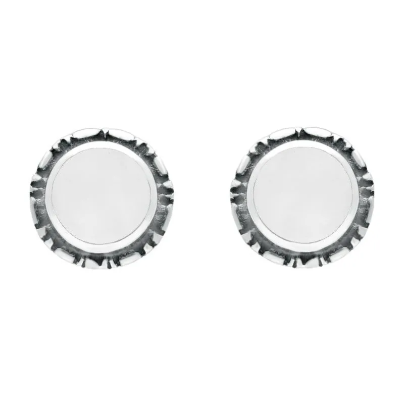 Sterling Silver Bauxite Small Round Rope Edge Stud Earrings sold by C.W. Sellors