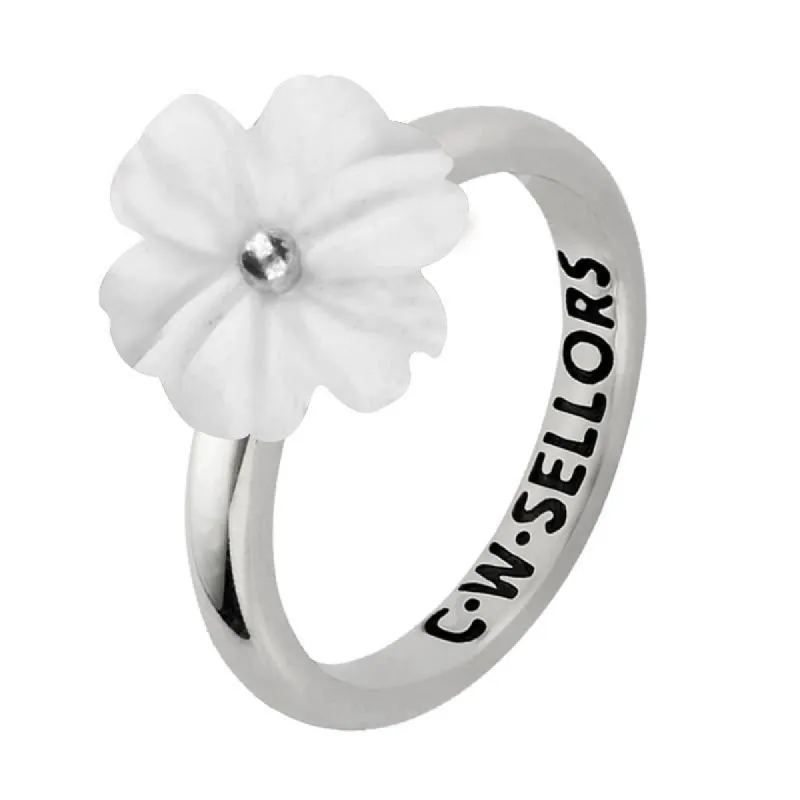 Sterling Silver White Agate Tuberose 12mm Dahlia Ring sold by C.W. Sellors