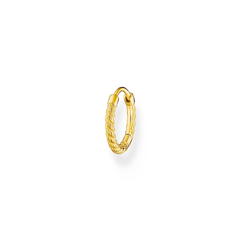 Thomas Sabo Charm Club Gold Plated Sterling Silver Rope Single Hoop Earring sold by C.W. Sellors