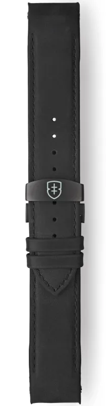 Elliot Brown Strap Leather 22mm Black Matt Pull Up Deployment made by C.W. Sellors