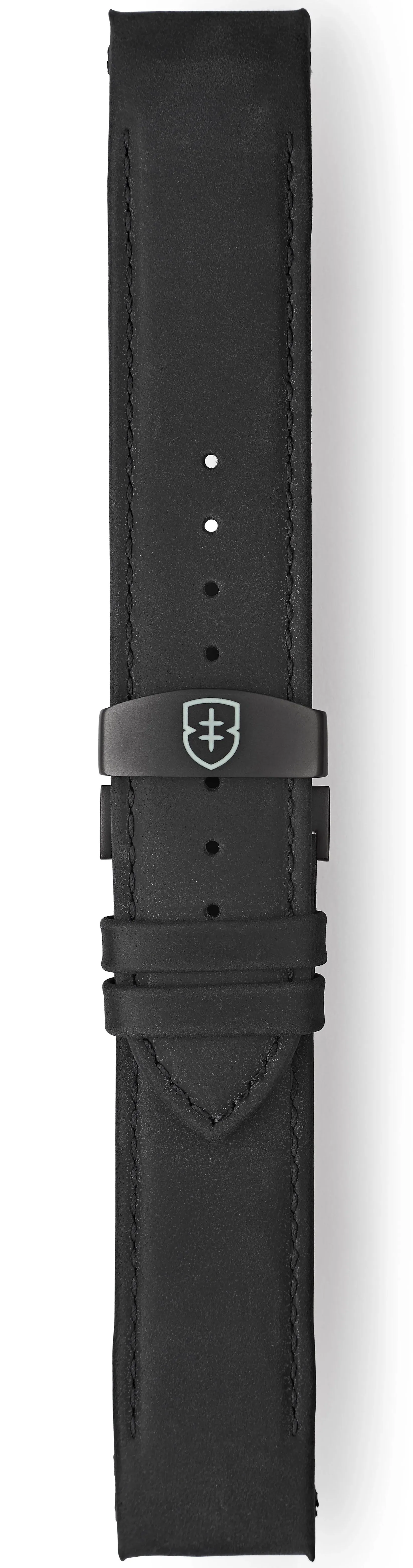 Elliot Brown Strap Leather 22mm Black Matt Pull Up Deployment sold by C.W. Sellors