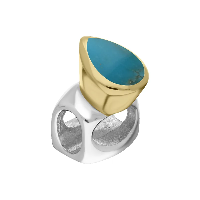 9ct Yellow Gold Sterling Silver Turquoise Stepping Stones 5x7mm Pear-shaped Charm sold by C.W. Sellors