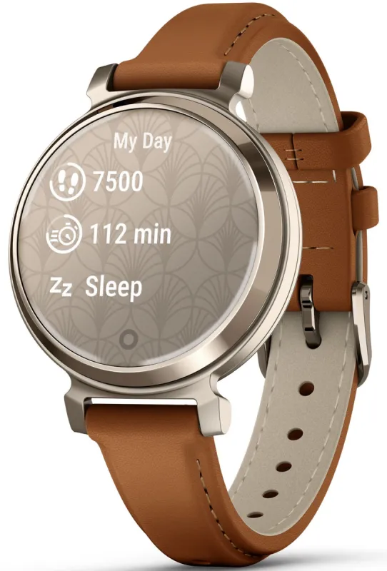 Garmin Lily 2 Classic Cream Gold & Tan Leather Watch made by C.W. Sellors