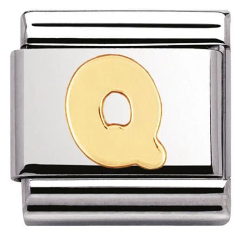 Nomination Composable Classic Stainless Steel Yellow Gold Letter Q Charm sold by C.W. Sellors