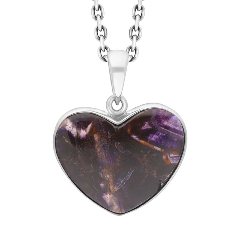 Sterling Silver Blue John Heart Pendant Necklace D sold by C.W. Sellors