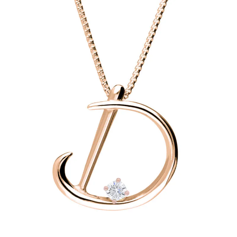 Love Letters 18ct Rose Gold 0.10ct Diamond Initial D Necklace sold by C.W. Sellors