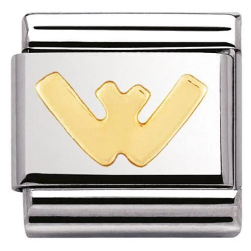 Nomination Composable Classic Stainless Steel Yellow Gold Letter W Charm sold by C.W. Sellors