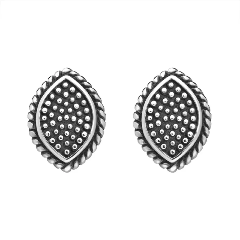 Sterling Silver Oxidised Marquise Stud Earrings sold by C.W. Sellors