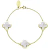 18ct Yellow Gold White Mother of Pearl  Bloom Four Leaf Clover Chain Bracelet sold by C.W. Sellors