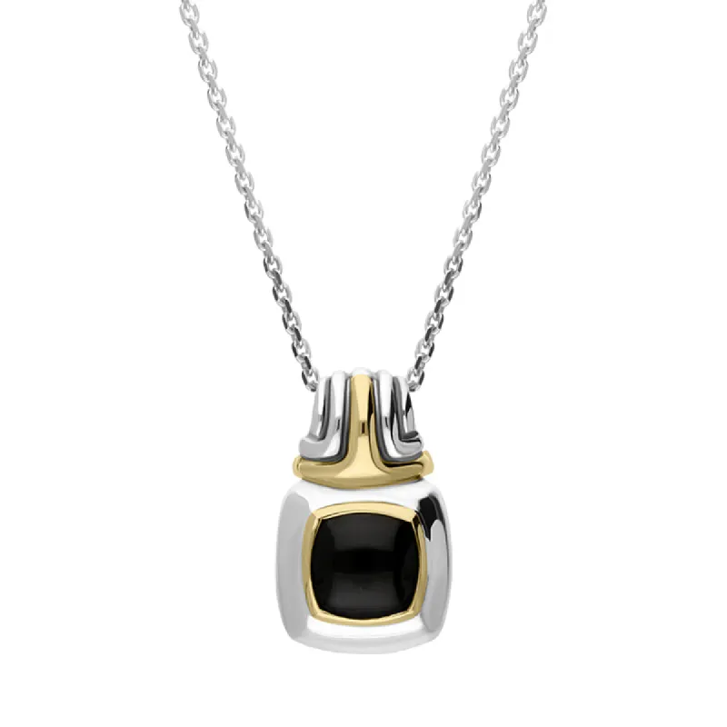 Sterling Silver Whitby Jet Square Necklace D sold by C.W. Sellors