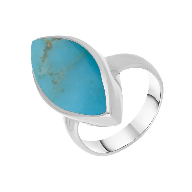 Sterling Silver Turquoise Chunky Marquise Ring D made by C.W. Sellors