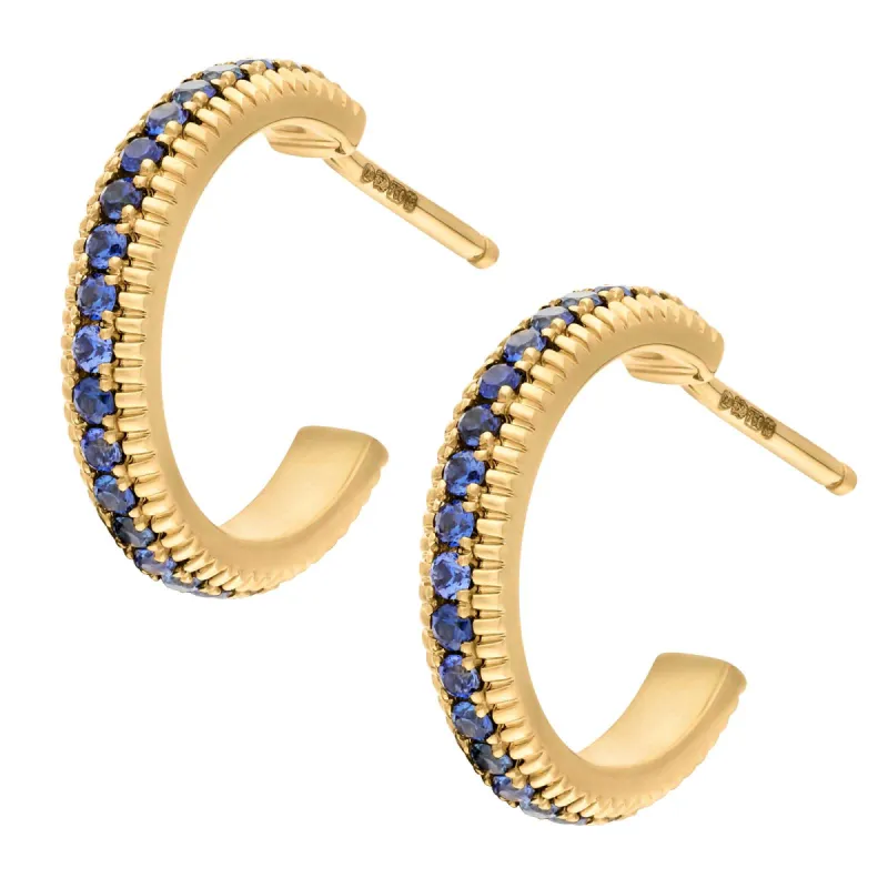 Faberge Colours of Love Yellow Gold Blue Sapphire Hoop Earrings sold by C.W. Sellors
