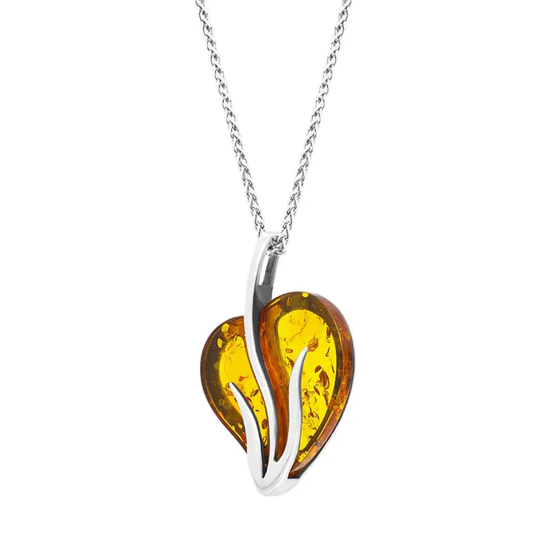Sterling Silver Amber Curved Leaf Pendant Necklace sold by C.W. Sellors product image thumbnail 2