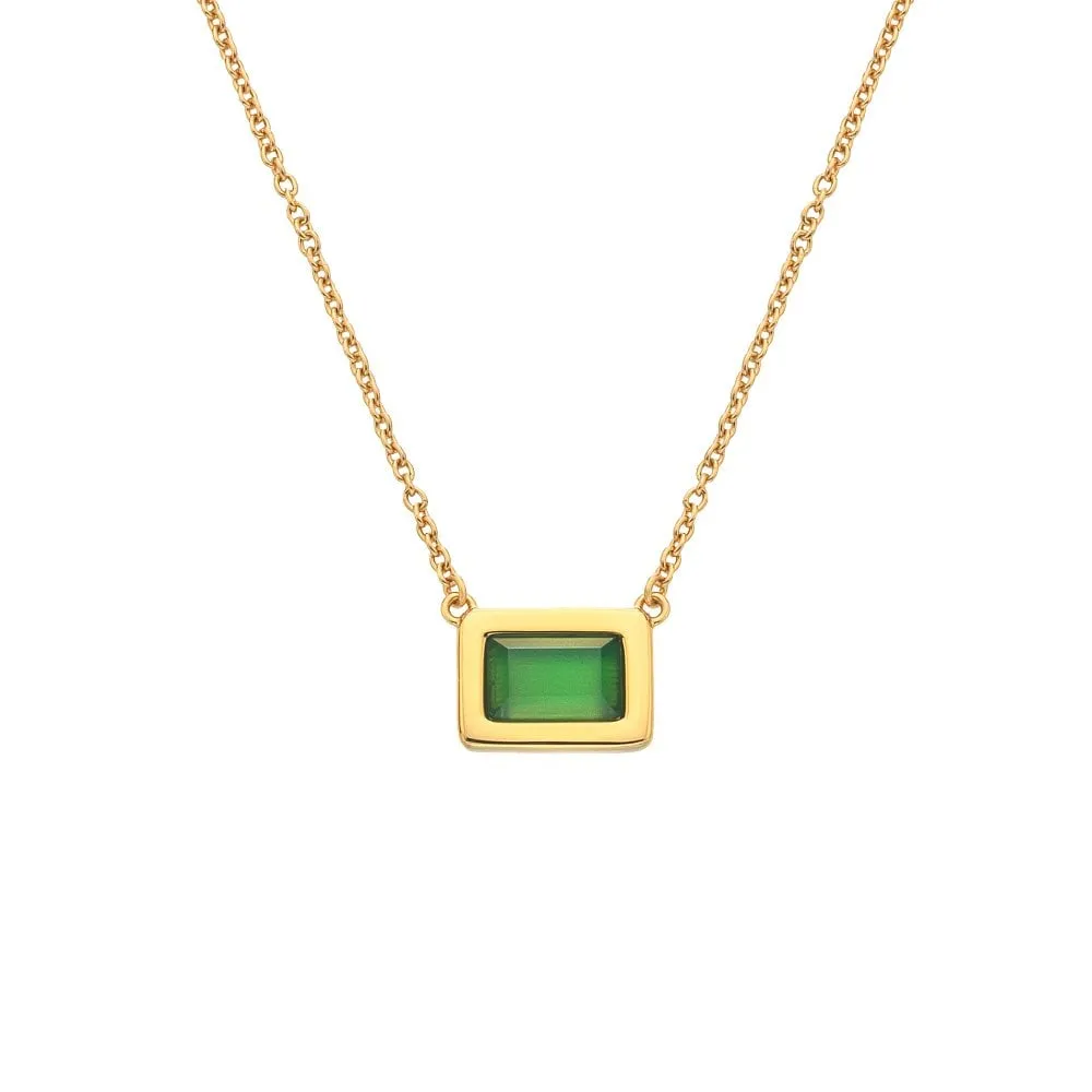 Hot Diamonds Gold Plated Sterling Silver Green Chalcedony Rectangle Necklace sold by C.W. Sellors product image thumbnail 2