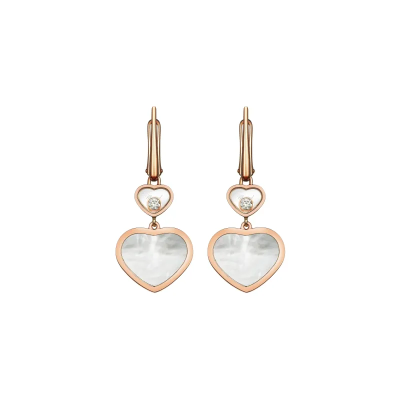Chopard Happy Hearts 18ct Rose Gold Diamond Mother of Pearl Earrings sold by C.W. Sellors