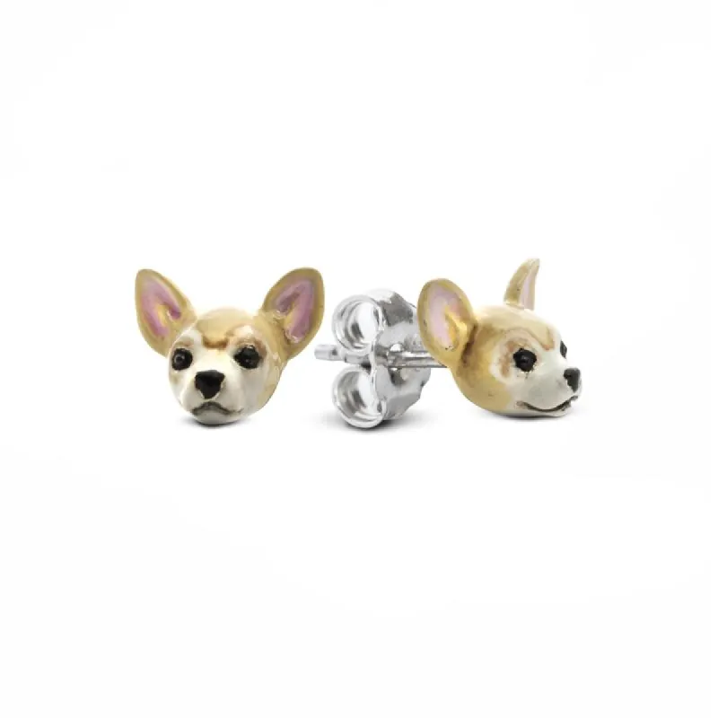 Dog Fever Sterling Silver Enamelled Chihuahua Muzzle Earrings D made by C.W. Sellors