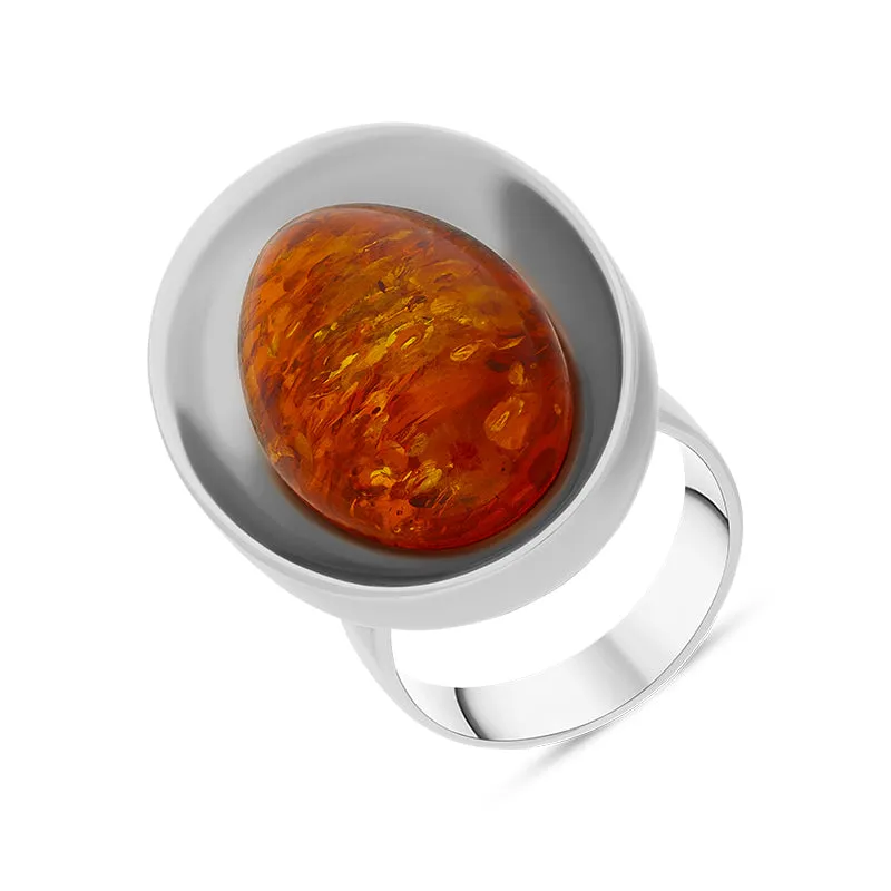 Sterling Silver Amber Concave Ring D sold by C.W. Sellors