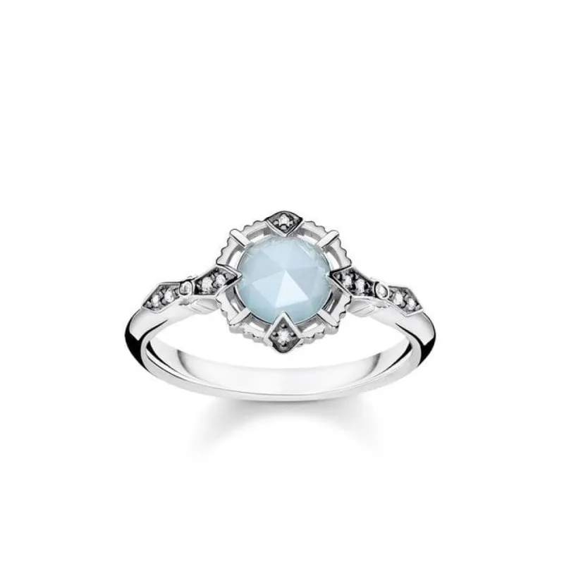 Thomas Sabo Vintage Sterling Silver Aquamarine Diamond Ring D sold by C.W. Sellors
