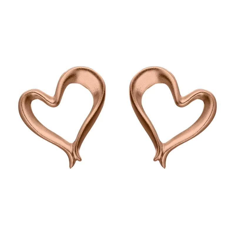 Rose Gold Sterling Silver Plated Ribbon Effect Heart Stud Earrings sold by C.W. Sellors