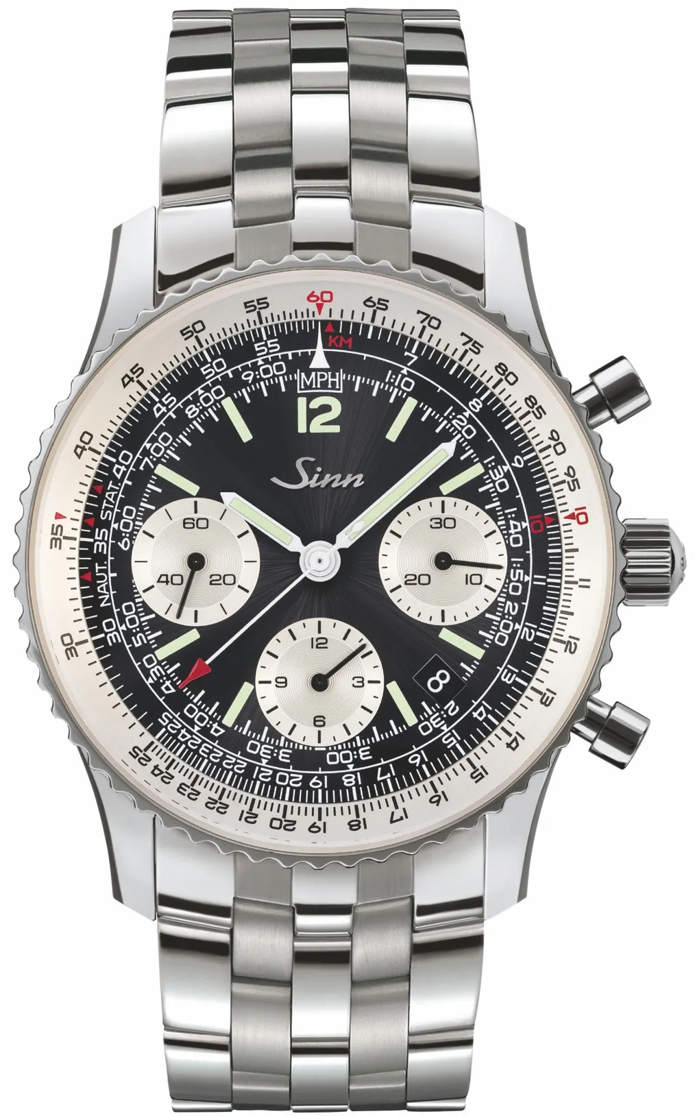 Sinn 903 St II Navigation Chronograph Fine Link Bracelet Watch sold by C.W. Sellors