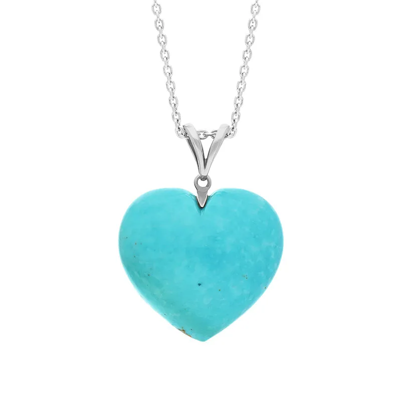 Sterling Silver Turquoise Extra Large Carved Heart Split Bail Necklace sold by C.W. Sellors