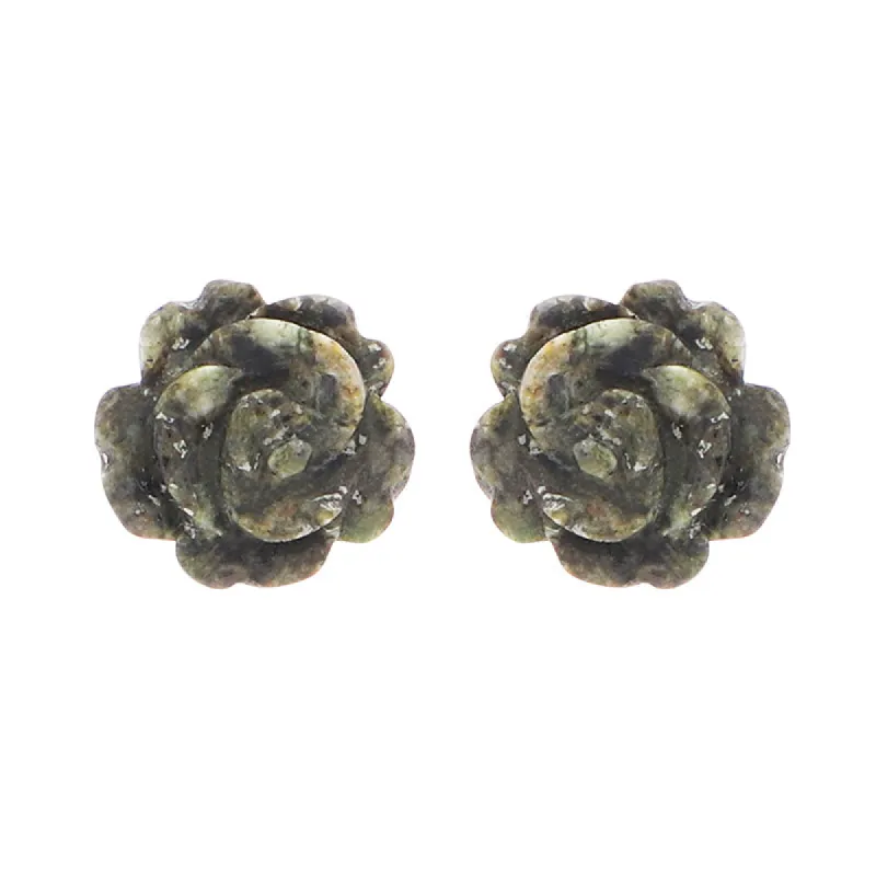Sterling Silver Preseli Blue Stone Tuberose Rose 8mm Stud Earrings sold by C.W. Sellors
