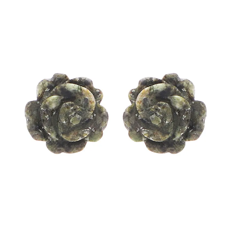 Sterling Silver Preseli Blue Stone Tuberose Rose 8mm Stud Earrings sold by C.W. Sellors
