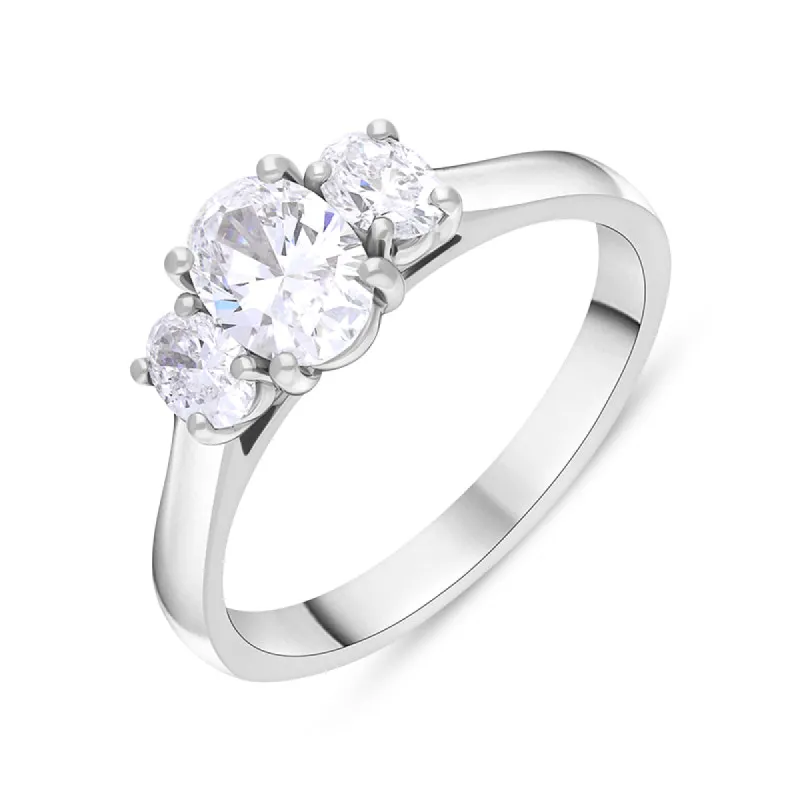 Platinum 1.08ct Diamond GIA Certified Oval Cut Three Stone Ring sold by C.W. Sellors
