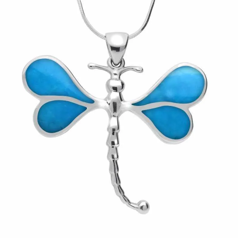 Sterling Silver Turquoise Four Stone Dragonfly Necklace sold by C.W. Sellors