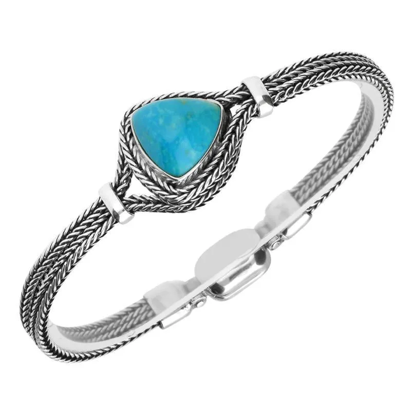 Sterling Silver Turquoise Foxtail Triangular Overlap Silver Bracelet D sold by C.W. Sellors