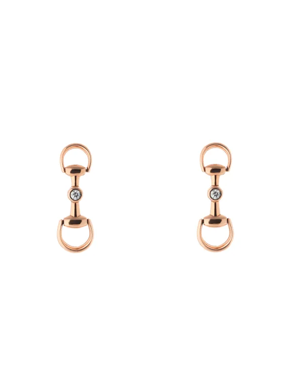 Gucci Horsebit 18ct Rose Gold 0.05ct Diamond Drop Earrings sold by C.W. Sellors