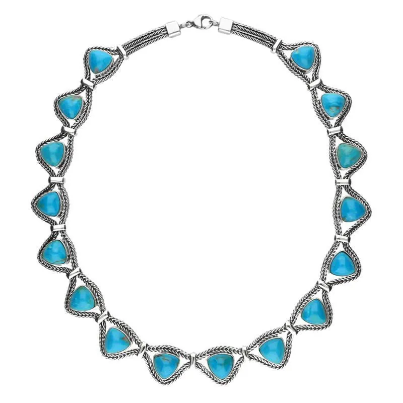 Sterling Silver Turquoise Foxtail Seventeen Stone Triangle Necklace D sold by C.W. Sellors