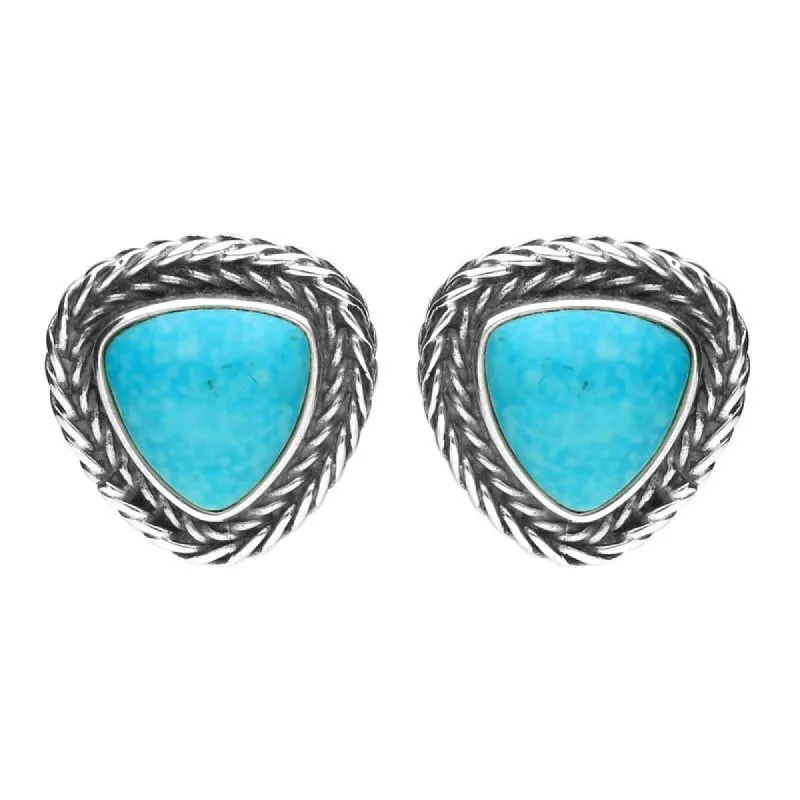 Sterling Silver Turquoise Foxtail Triangular Stud Earrings D sold by C.W. Sellors