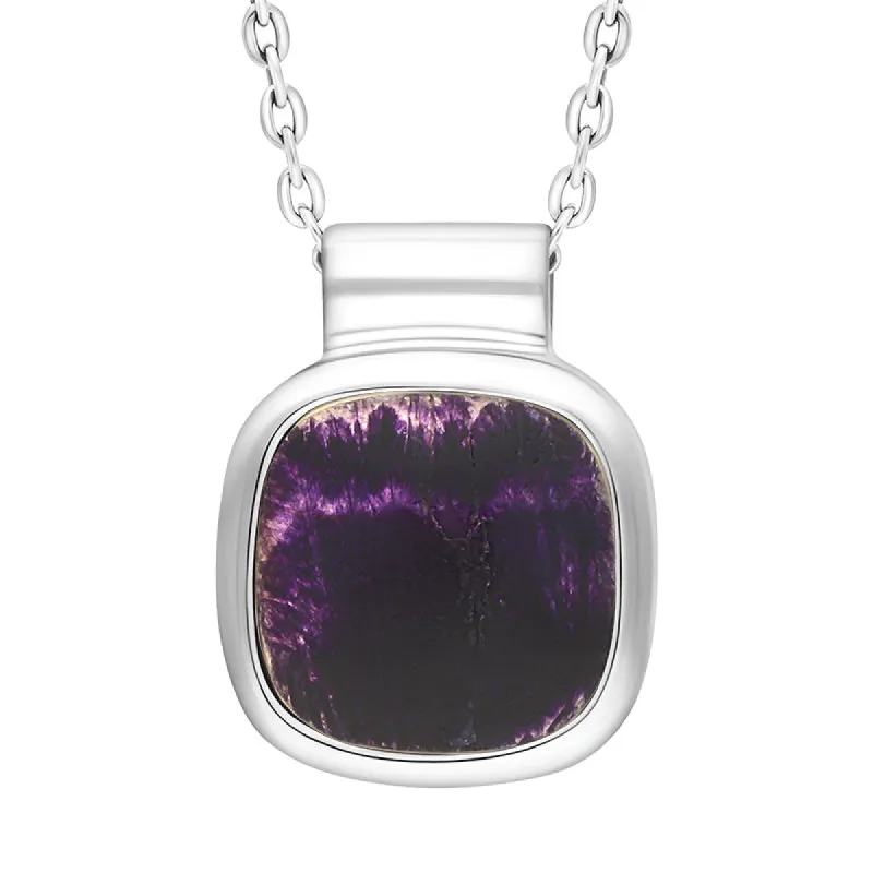 Sterling Silver Blue John Cushion Necklace D sold by C.W. Sellors